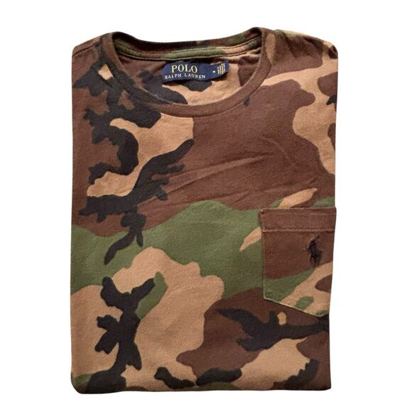 Ralph Lauren Shirt Men Medium Camo Army Green Crew Neck Pocket Tee Short Sleeve - Picture 4 of 7